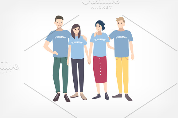 Set of young volunteers in Illustrations - product preview 5