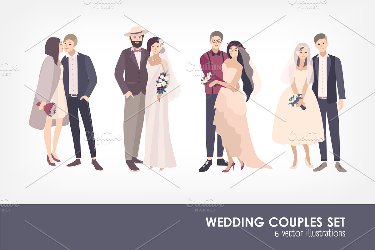 Beautiful wedding couple in Illustrations - product preview 8