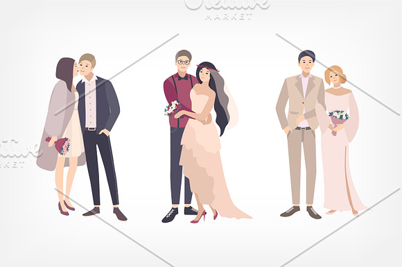 Beautiful wedding couple in Illustrations - product preview 1
