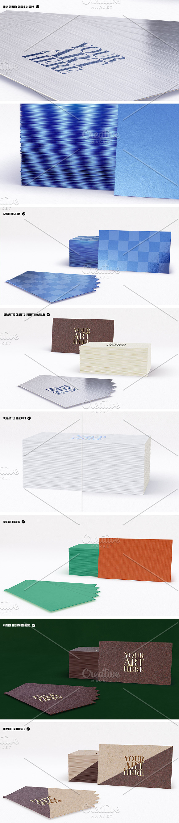 Multi-material Business card Mockup in Print Mockups - product preview 7