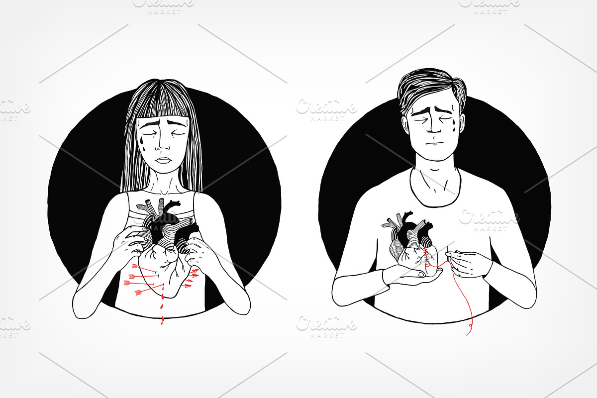 Man and woman in loss of love in Illustrations - product preview 8