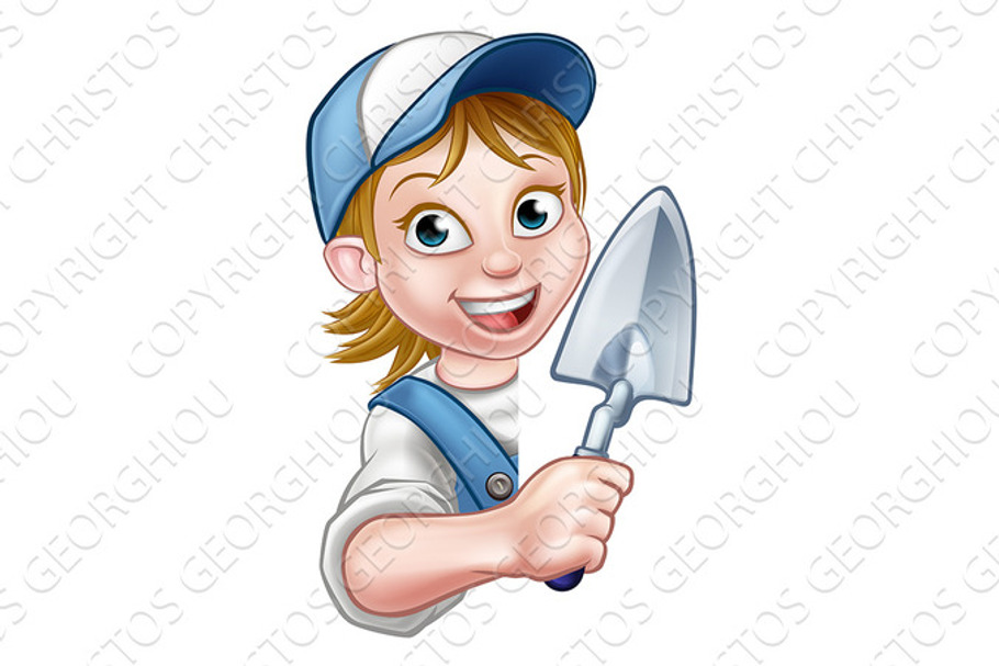 Construction Worker Builder Bricklayer Trowel Tool in Illustrations - product preview 8