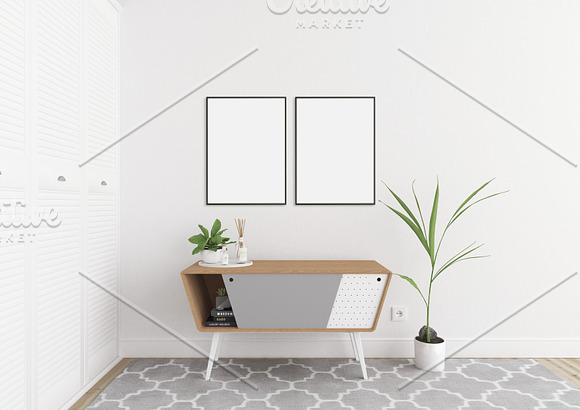 White interior - wall art mockup in Print Mockups - product preview 3