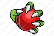 Monster or animal claw holding Cricket Ball