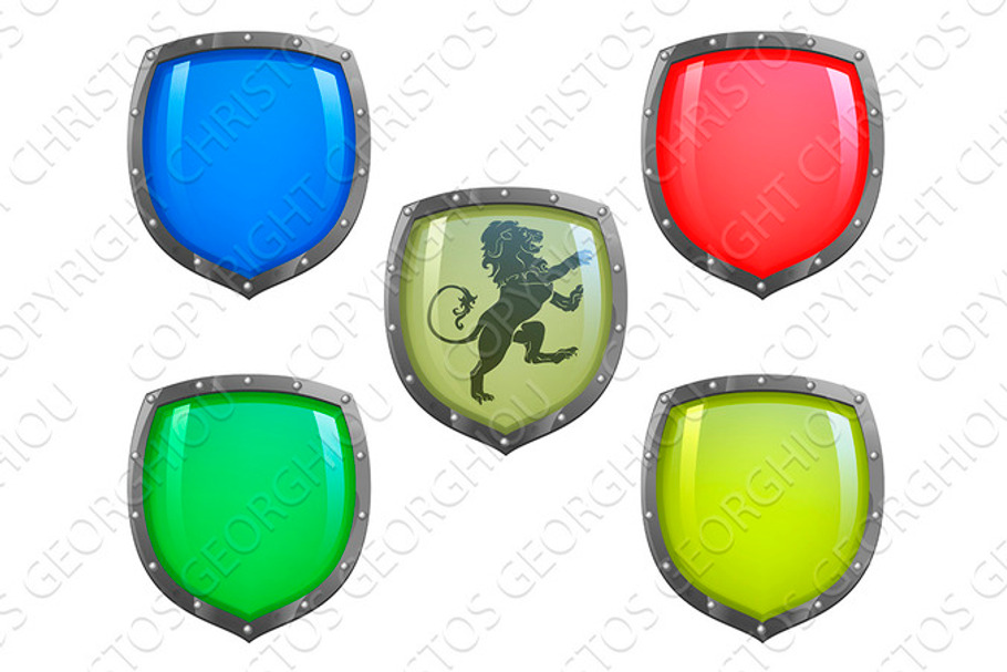 Shields in different colours in Illustrations - product preview 8