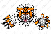 Tiger Holding Golf Ball Breaking Background