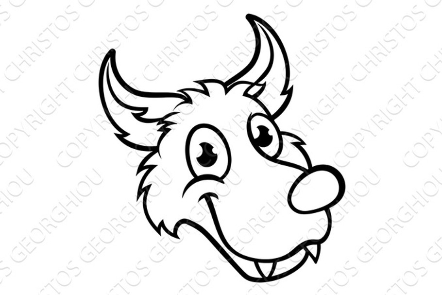 Wolf Cartoon Character Face