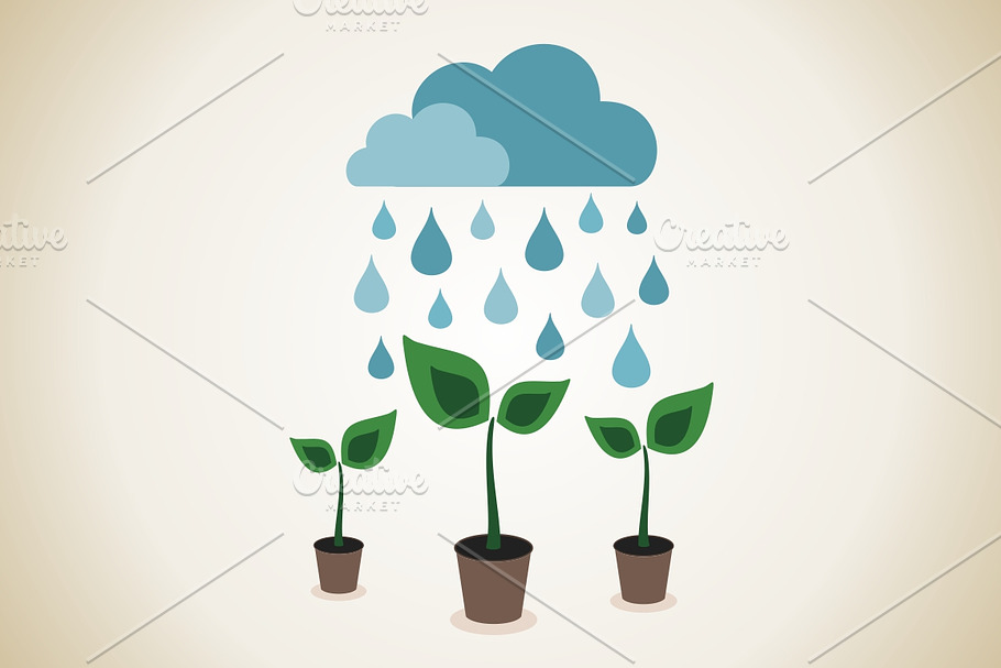 Rain on plant in Illustrations - product preview 8