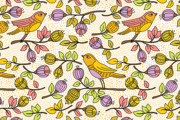 Flowers and birds in Patterns - product preview 1
