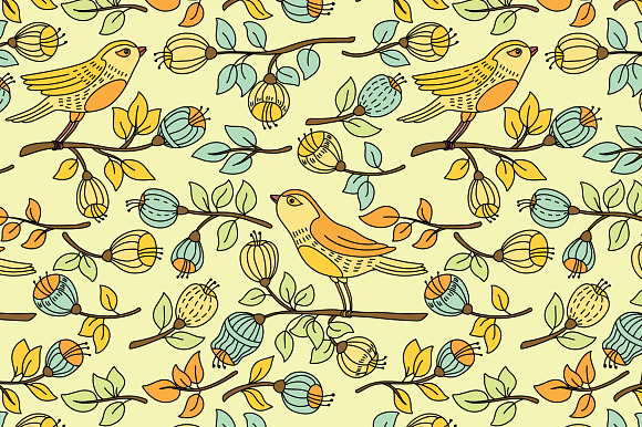 Flowers and birds in Patterns - product preview 2