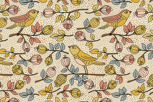 Flowers and birds in Patterns - product preview 3