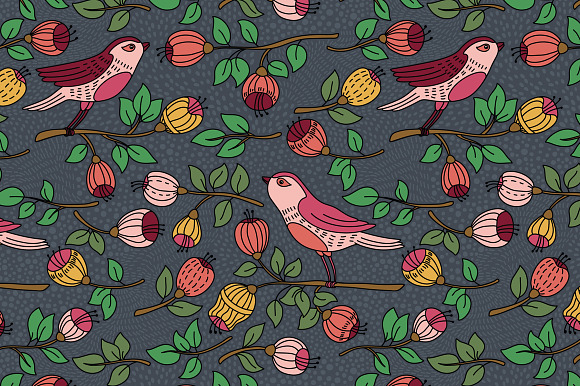 Flowers and birds in Patterns - product preview 4