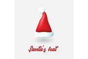 Red Santa Claus hat on white background