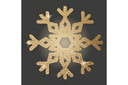 Gold snowflake icon. Christmas symbol