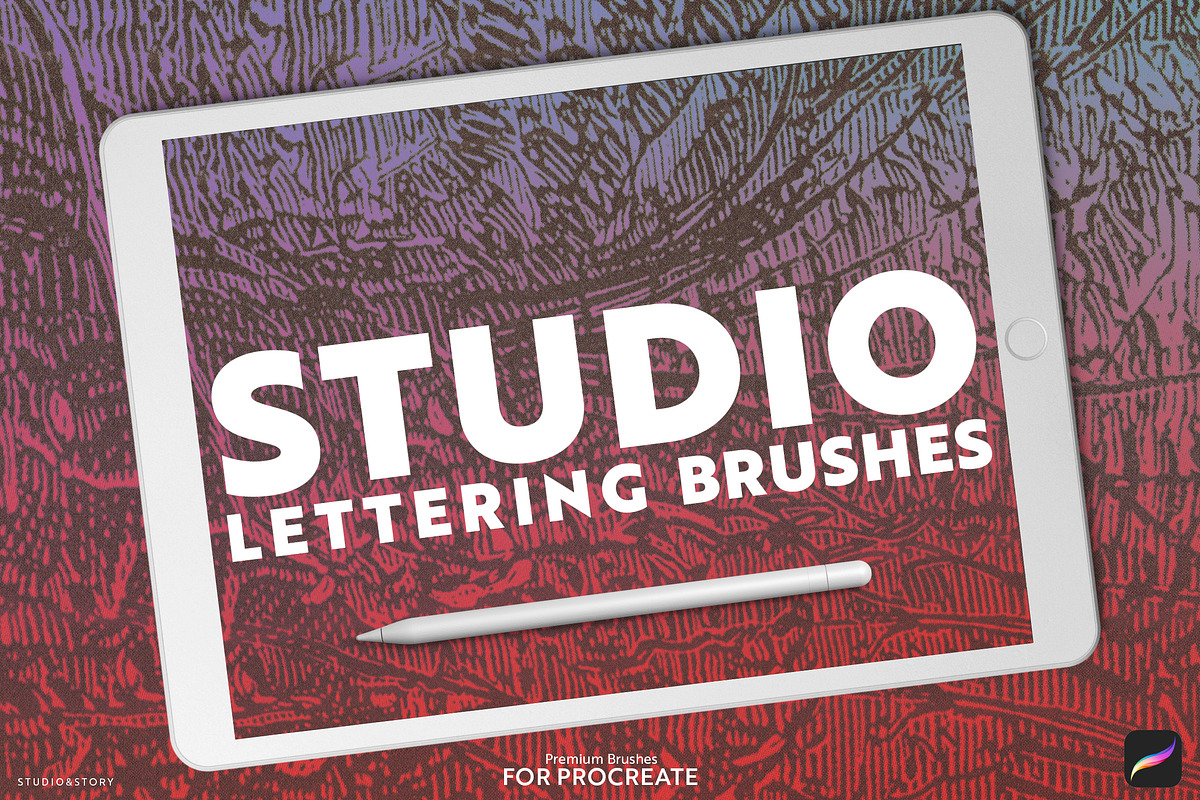 12 Lettering Brushes for Procreate in Photoshop Brushes - product preview 8