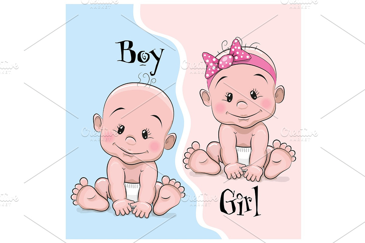 Baby boy and girl in Illustrations - product preview 8