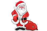 Cute Cartoon Santa Claus on a white background