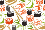 Seamless patterns with sushi.