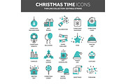 Christmas and New Year. Winter holidays. Santa. December. Thin line web icon set. Outline icons collection.Vector illustration.