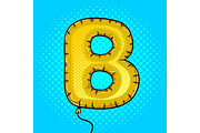 Air balloon in shape of letter B pop art vector