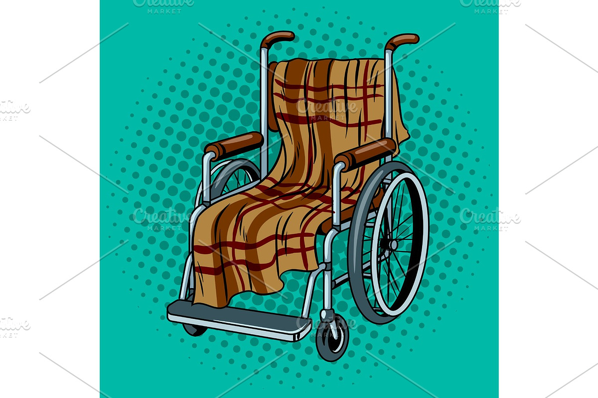 Wheelchair with plaid pop art vector in Objects - product preview 8