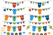 Baby Boy Clothesline Clipart/Vectors
