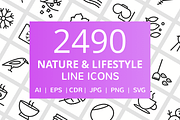 2490 Nature & Lifestyle Line Icons