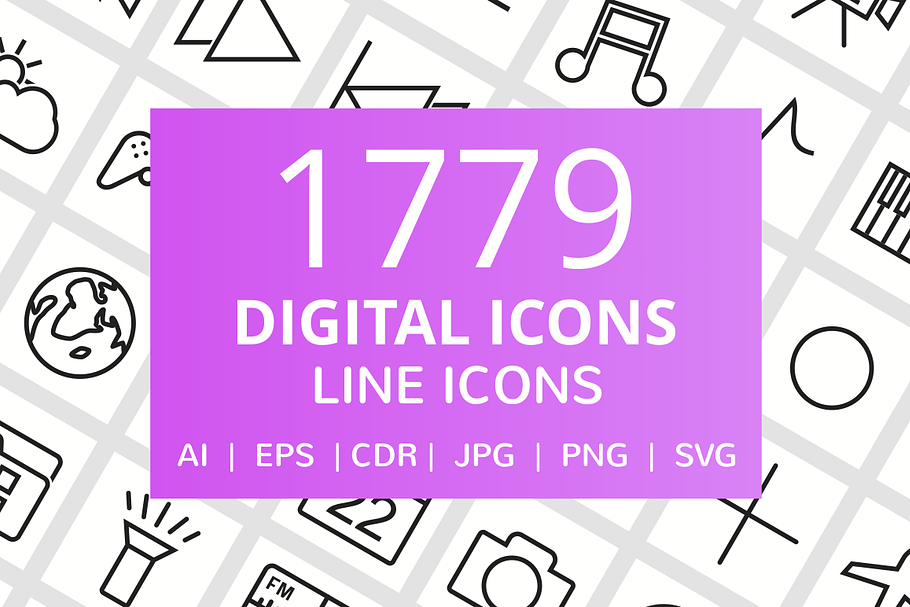 1779 Digital Line Icons in Graphics - product preview 8