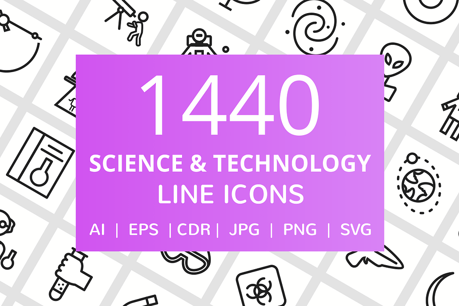 1440 Science & Technology Line Icons in Graphics - product preview 8