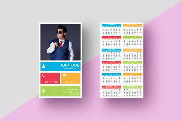 Pocket Calendar 2018 in Stationery Templates - product preview 1