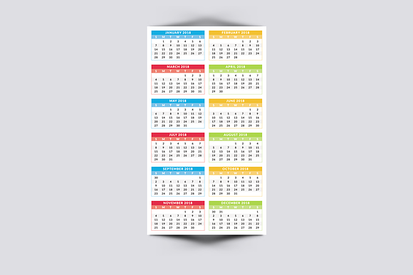 Pocket Calendar 2018 in Stationery Templates - product preview 3