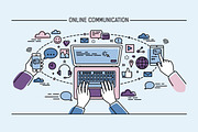 Lineart banner online communication
