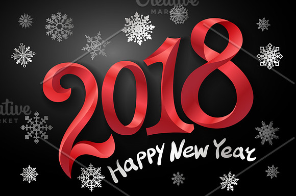 2018 happy New Year design  in Graphics - product preview 2