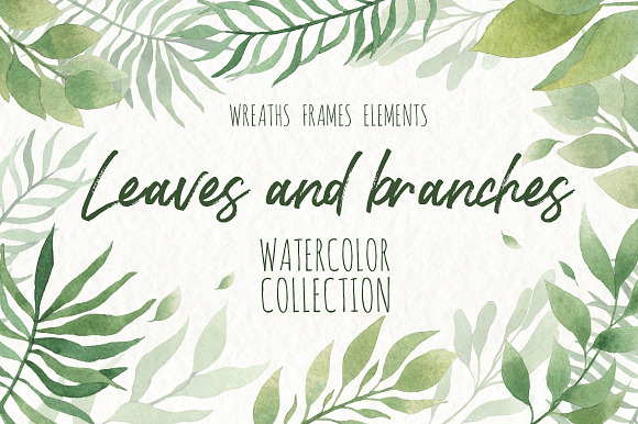 Watercolor Leaves and branches in Illustrations - product preview 1