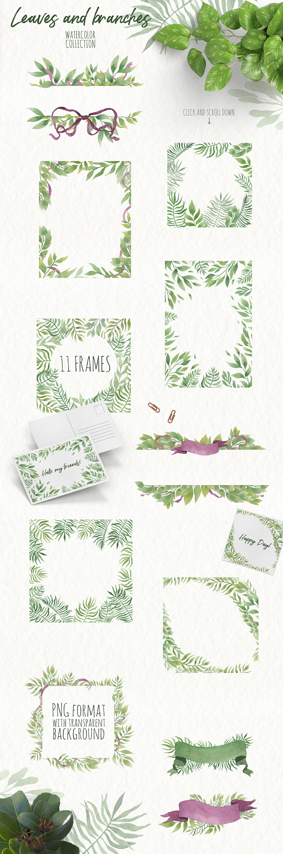 Watercolor Leaves and branches in Illustrations - product preview 3