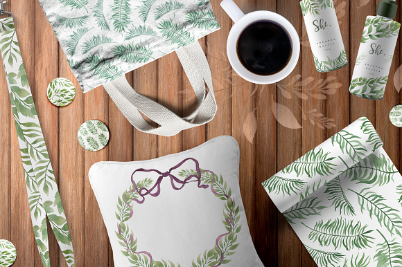Watercolor Leaves and branches in Illustrations - product preview 5