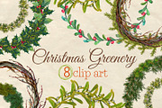 Christmas Greenery Wreaths clip art
