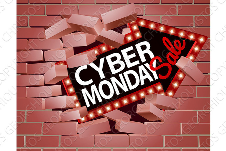 Cyber Monday Sale Arrow Breaking Through Wall in Illustrations - product preview 8