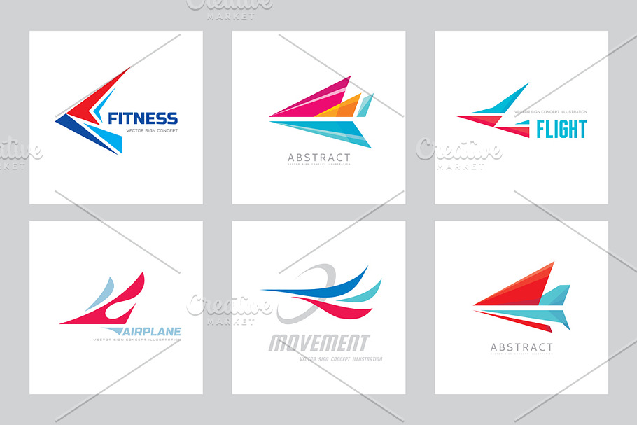Abstract Airplane Wing Vector Logo