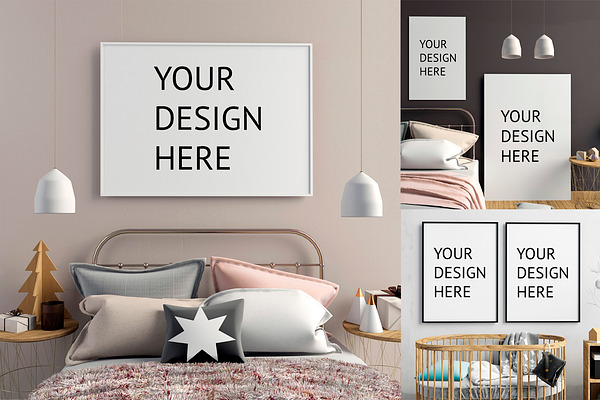 Download 15 bedroom poster mock up | Creative Product Mockups ~ Creative Market