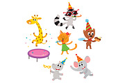 vector flat animals party set isolated