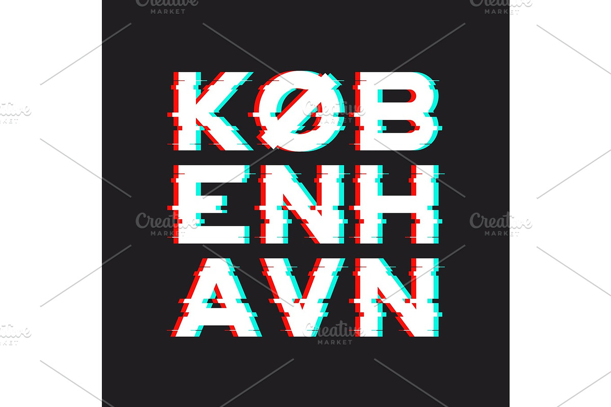 Copenhagen t-shirt and apparel design with noise, glitch, distor in Illustrations - product preview 8