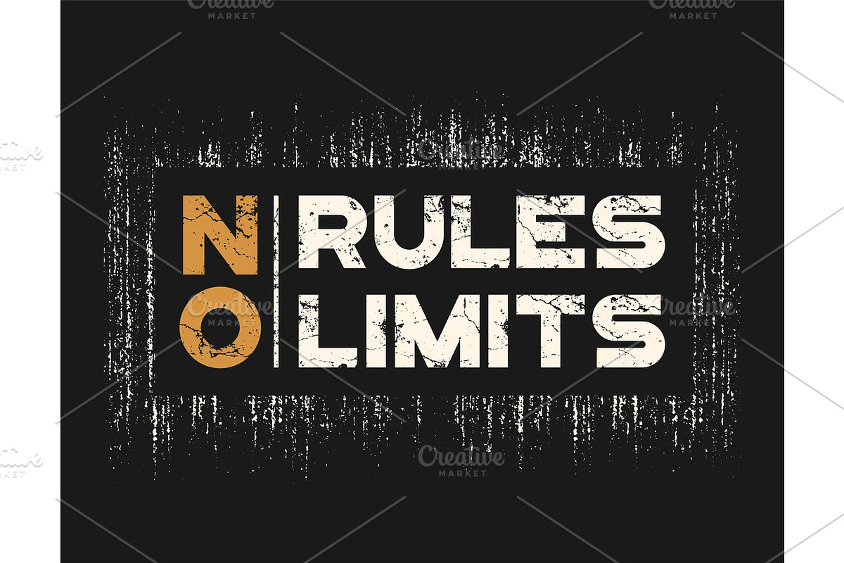 No rules no limits t-shirt and apparel design with grunge effect in Illustrations - product preview 8
