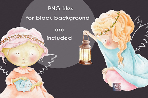 Angels Cute set, Watercolor Clipart in Illustrations - product preview 2