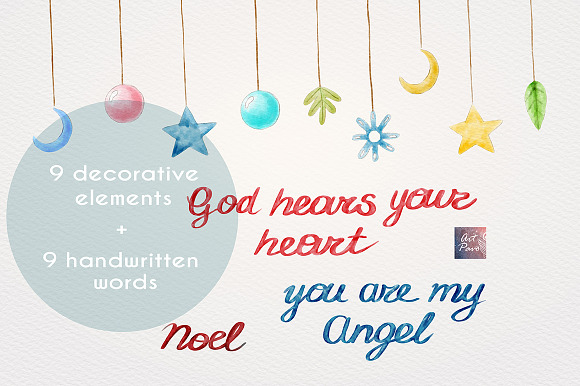 Angels Cute set, Watercolor Clipart in Illustrations - product preview 3