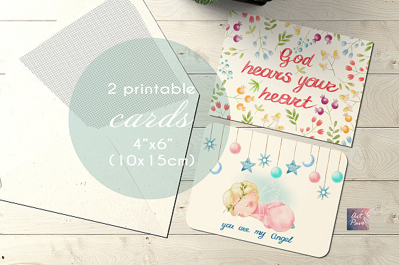 Angels Cute set, Watercolor Clipart in Illustrations - product preview 4