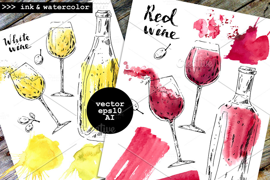Wine graphic set