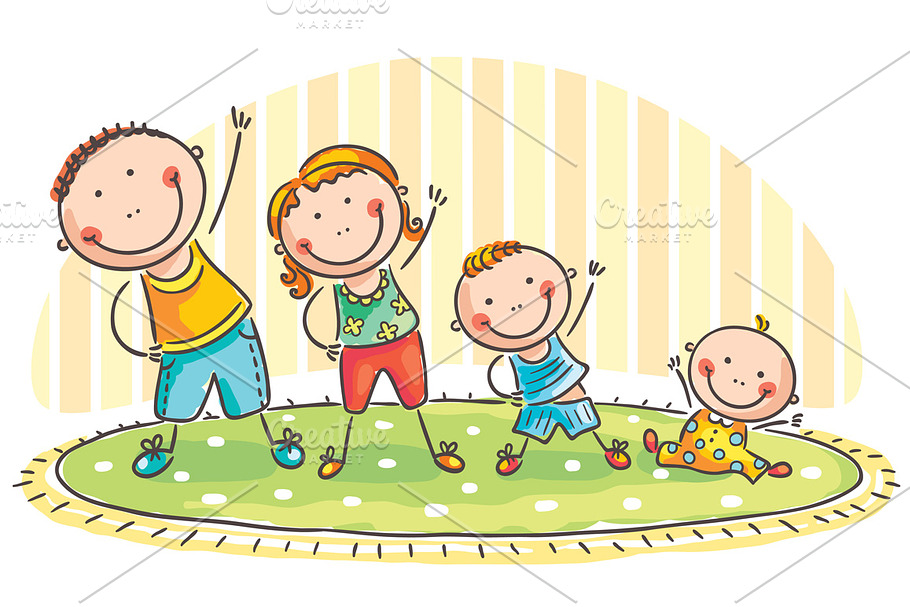 Family doing morning exercises in Illustrations - product preview 8