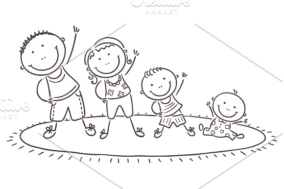 Family doing morning exercises in Illustrations - product preview 1
