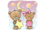 Teddy Bear Girl and Boy with a star